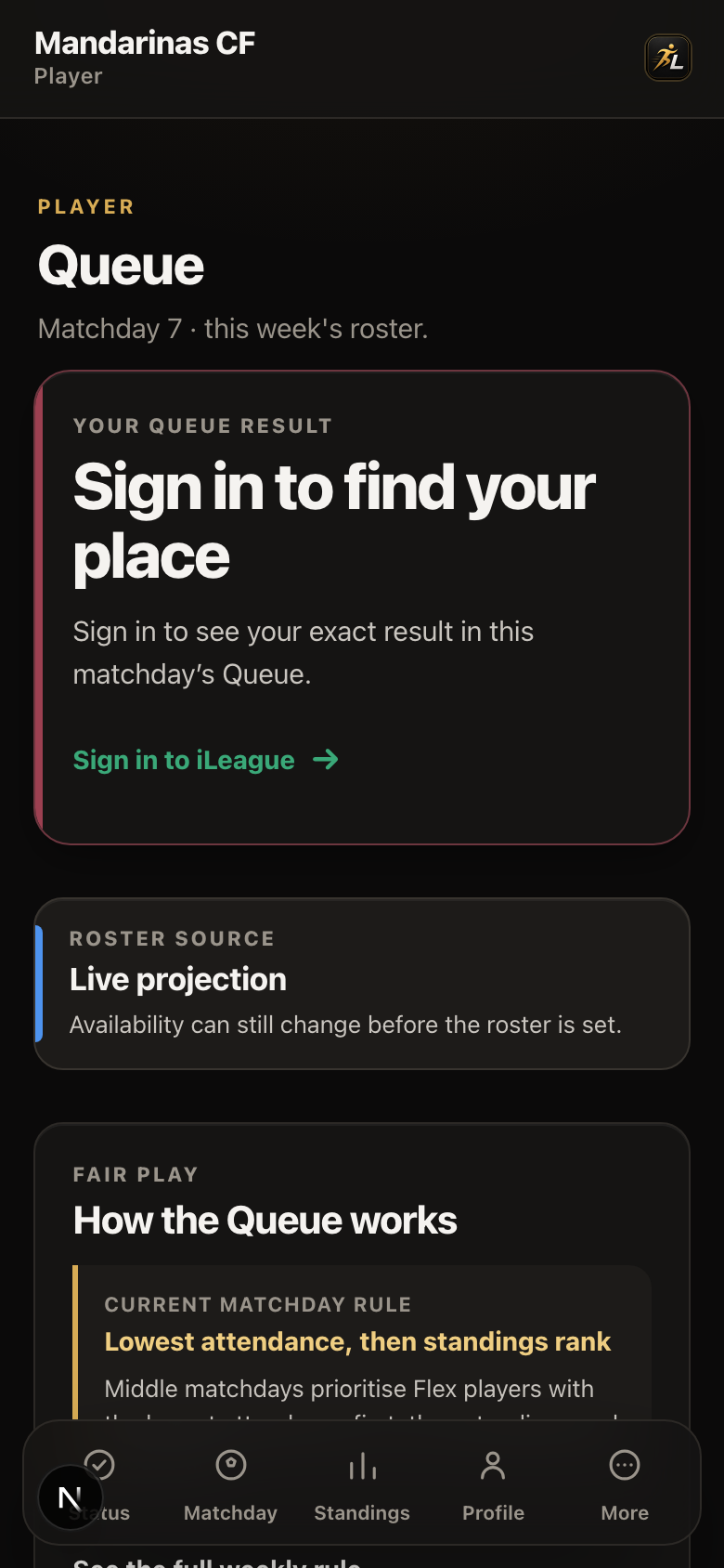 Queue screen — your result