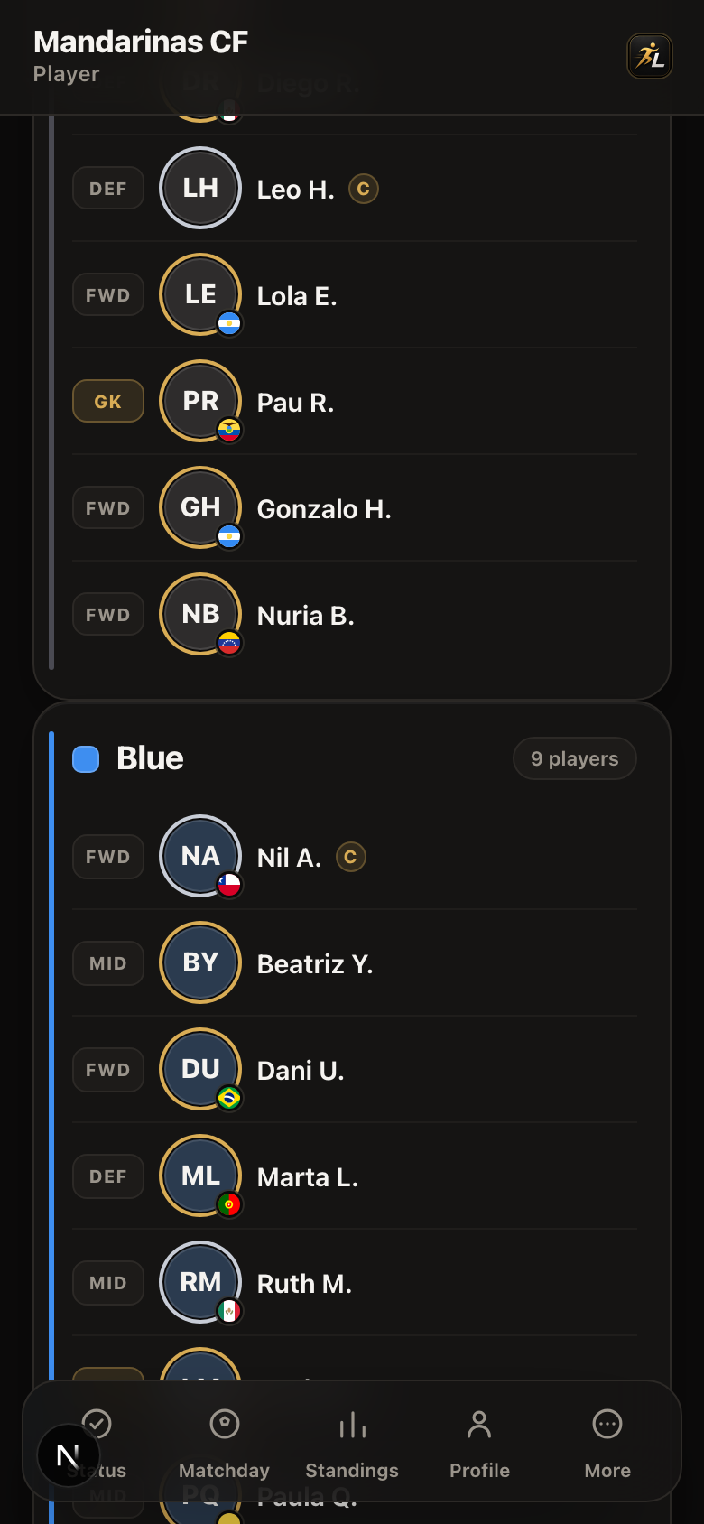 Teams screen — more teams